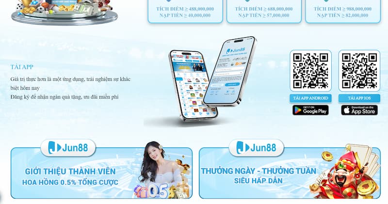 Tổng hợp ưu điểm vượt trội khi Jun88 tải app